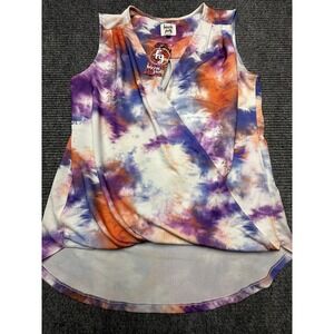 Hippie Guilt Tank Top Womens Small Tie Dye Sleeveless Wrap Blouse Shirt Boho Fes